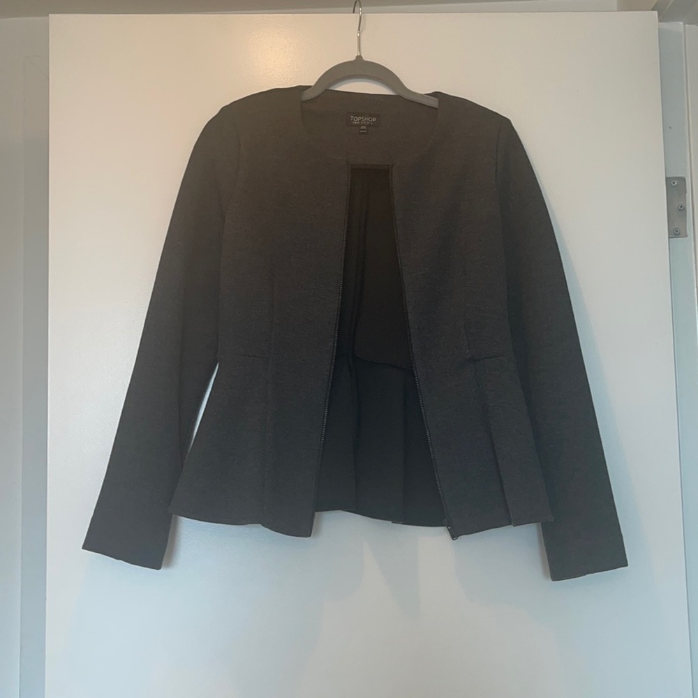 TopShop Dark Grey Peplum Jacket